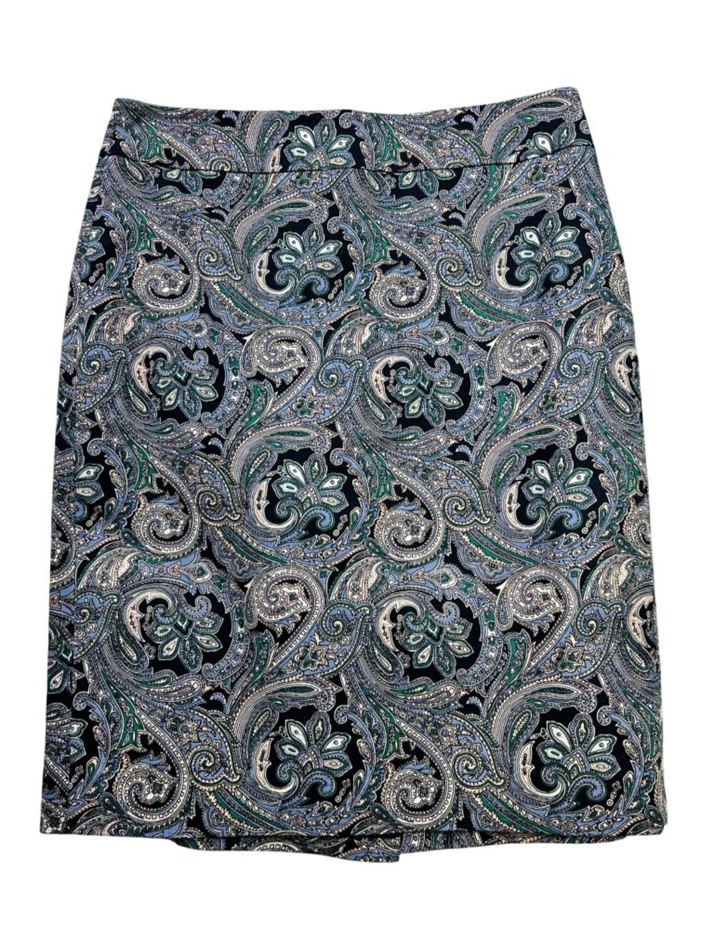 Ann Taylor Womens Paisley Floral Pencil Mini Skirt Size 6 Blue Above The Knee